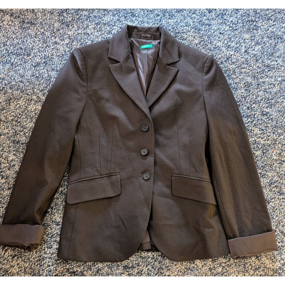 UNITED COLORS OF BENETTON BROWN CUFFED BLAZER JACKET SIZE 40
